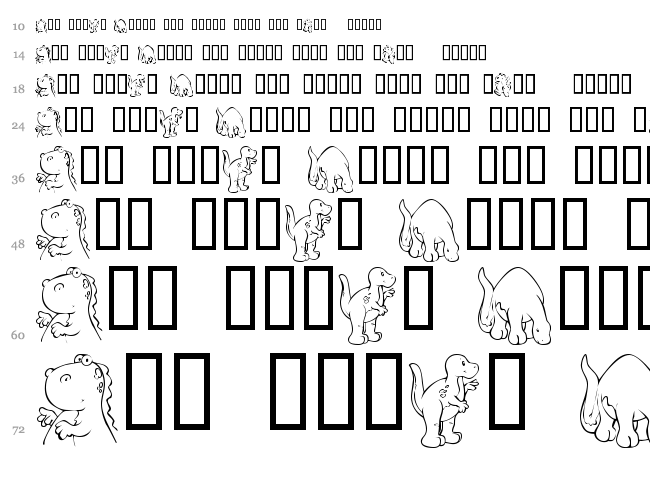 KR Nicky's Dinos font waterfall
